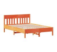 vidaXL Cama sin colchón Madera Maciza Pino marrón Cera 150x200 cm