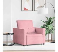 vidaXL Cama Sofá Desplegable Individual Rosa claro Terciopelo