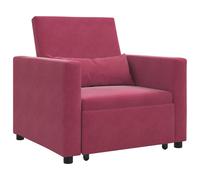 vidaXL Cama Sofá Desplegable Individual Terciopelo Multicolor Rojo vino tinto