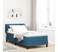 Cama con somier y colchón de la marca vidaXL, color azul oscuro, 80 x 200 cm, tapizada en terciopelo