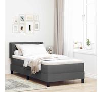 Cama Tipo Box Spring Con Cabecera Gris Oscuro 190 X 90 Cm Tela Vidaxl