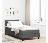 vidaXL Cama tipo Box Spring con cabecera Gris oscuro 90 x 200 cm tela