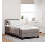Cama con somier y cabecero de la marca vidaXL, color taupe, 90 x 200 cm, tapizada en tela