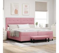 vidaXL Cama tipo Box Spring con cabecera Rosa 200 x 200 cm Terciopelo