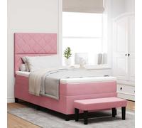 vidaXL Cama tipo Box Spring con cabecera Rosa 200 x 90 cm Terciopelo