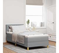 vidaXL Cama tipo Box Spring con cojín Gris Claro 90 x 190 cm tela