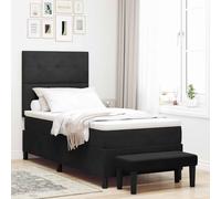vidaXL Cama tipo Box Spring con cojín Negro 190 x 90 cm Terciopelo
