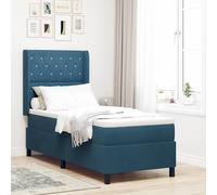 Cama con somier y colchón, con luces LED azules, de 80 x 200 cm, tapizada en terciopelo