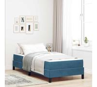 vidaXL Cama tipo Box Spring con colchón Azul Oscuro 100 x 220 cm tela