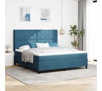vidaXL Cama tipo Box Spring con tiras LED Azul 180 x 200 cm Terciopelo