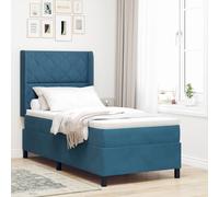 vidaXL Cama tipo Box Spring con tiras LED Azul 90 x 190 cm Terciopelo