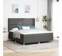 vidaXL Cama tipo Box Spring con tiras LED Gris 180 x 200 cm tela