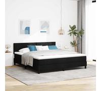vidaXL Cama tipo Box Spring con tiras LED Negro 180 x 200 cm tela