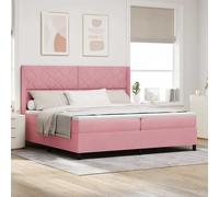 vidaXL Cama tipo Box Spring con tiras LED Rosa 200 x 200 cm Terciopelo
