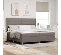vidaXL Cama tipo Box Spring con tiras LED Taupé 200 x 200 cm tela