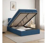 vidaXL Cama tipo otomana con colchón y LED Azul 120 x 190 cm Tela