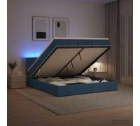 vidaXL Cama tipo otomana con colchón y LED Azul 180 x 200 cm Tela