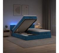 vidaXL Cama tipo otomana con colchón y LED Azul oscuro 180 x 200 cm