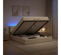 vidaXL Cama tipo otomana con colchón y LED Crema 140 x 200 cm Tela