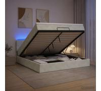 vidaXL Cama tipo otomana con colchón y LED Gris Claro 140 x 200 cm