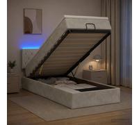 vidaXL Cama tipo otomana con colchón y LED Gris Claro 90 x 200 cm