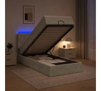 vidaXL Cama tipo otomana con colchón y LED Gris Claro 90 x 200 cm