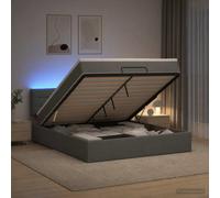 vidaXL Cama tipo otomana con colchón y LED Gris oscuro 140 x 200 cm