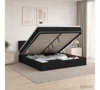 vidaXL Cama tipo otomana con colchón y LED Negro 140 x 190 cm Tela