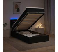 vidaXL Cama tipo otomana con colchón y LED Negro 90 x 190 cm
