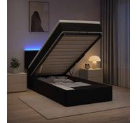 vidaXL Cama otomana con colchón y LED negro 90 x 200 cm terciopelo | Diseño elegante y moderno que combina funcionalidad práctica, práctico espacio de almacenamiento debajo de la cama para tus