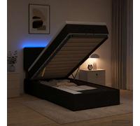 vidaXL Cama tipo otomana con colchón y LED Negro 90 x 200 cm Tela