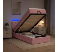 vidaXL: Otomana-cama con colchón y luces LED, color rosa, 100 x 200 cm, tapizada en terciopelo