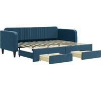 vidaXL Camí de día extensible con cajones, color azul, 90x200 cm, tapizado en terciopelo
