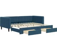 vidaXL Camí de día extensible con cajones, color azul, 90x200 cm, tapizado en terciopelo