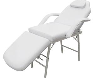 vidaXL: Camilla de estética ajustable, color blanco, tapizada en cuero sintético