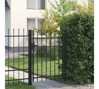 vidaXL Cancela de valla con una puerta y arcos acero negro 1x1,2 m