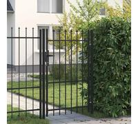 vidaXL Cancela de valla con una puerta y puntas acero negro 1x1,5 m