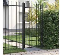 vidaXL Cancela de valla con una puerta y puntas acero negro 1x2 m