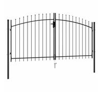 vidaXL Cancela de Valla Doble Puerta de Jardín Entada Vallado Exterior con Puntas de Acero Negro 3x1,5 m