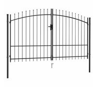 vidaXL Puerta de jardín Woerden – Cancela doble con puntas de acero, negro 299,5x224,5 cm