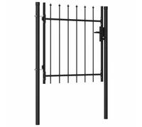 vidaXL Cancela de valla individual Puerta de jardín Exterior 1x1 m Negro con puntas de acero
