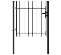 vidaXL Cancela de Valla Sencilla de Puntas Acero Negro Puerta de Jardín Dimensiones 1 x 1 m, 1 x 1.2 m, 1 x 1.5 m y mas