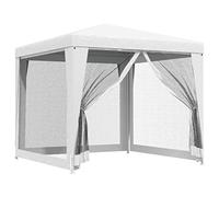 vidaXL Carpa Celebraciones con 4 Paredes de Malla Pabellón Jardín Boda Fiesta Eventos Desmontable Impermeable al Aire Libre 2.5x2.5m Blanco
