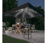 vidaXL Carpa cenador de jardín con tira de luces LED 3x3 m antracita