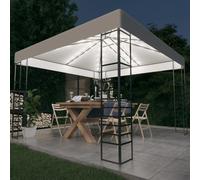 vidaXL Carpa cenador de jardín con tira de luces LED 3x3 m blanco