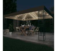 vidaXL Carpa cenador de jardín con tira de luces LED 3x4 m tela taupé