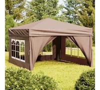 vidaXL Carpa de fiesta plegable con paredes laterales gris taupe 3x3 m