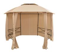 vidaXL Carpa de jardín con cortinas hexagonal 360x265 cm