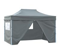 vidaXL Carpa Jardín Plegable Pop-up 4 Paredes Acero Tela 3x4,5 m Cenador Color Antracita, Azul, Crema y mas