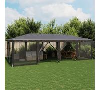 vidaXL Carpa para fiestas 8 x 4 m con 12 paredes de malla HDPE gris antracita
